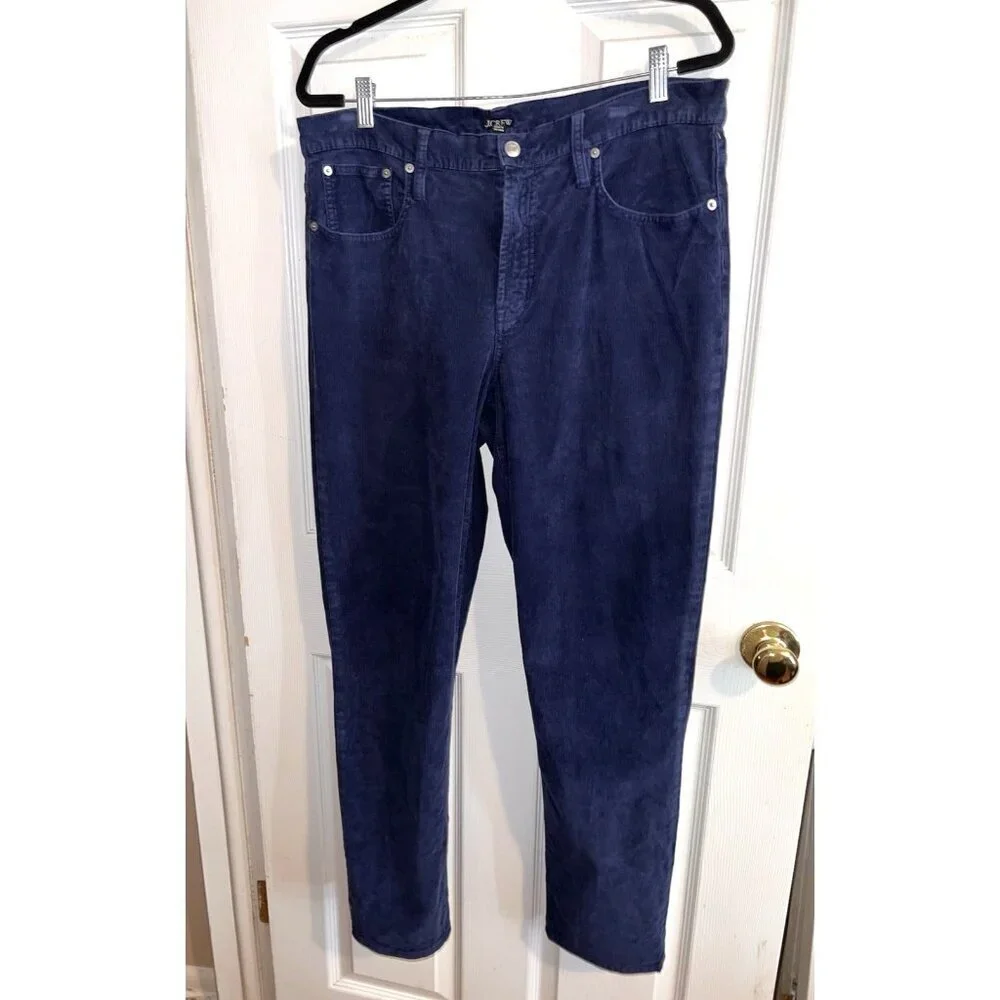 J.CREW Men's Corduroy Pants Navy Straight Leg Cotton Cord Style AC336 Sz 32T